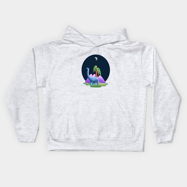 Brontosaurus Dinosaur Kids Hoodie by Renee Ciufo Illustration